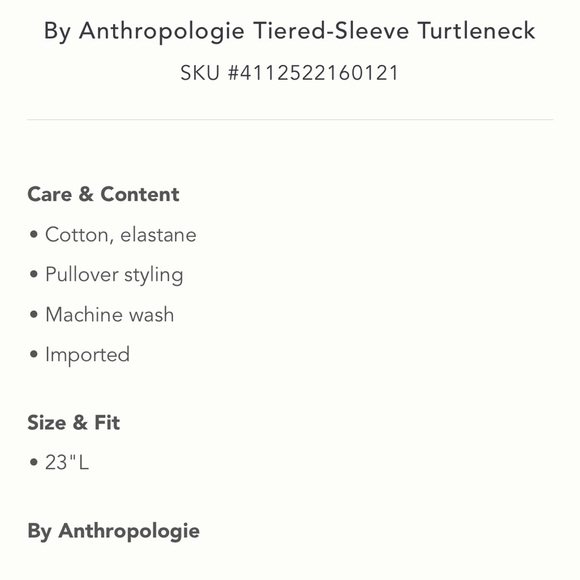By Anthropologie Tiered-Sleeve Turtleneck NEW - Picture 12 of 12